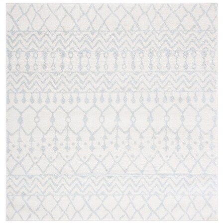 Flowers First 10 x 10 ft. Tulum Contemporary Square Power Loomed Rug Ivory & Light Grey FL2149456